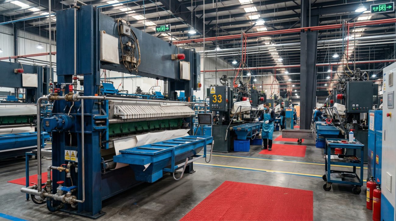 Premium snowboards and compatible bindings on a production floor, showcasing consistent manufacturing quality and a cohesive setup.